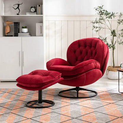 Velvet Swivel Chair and Ottoman Set